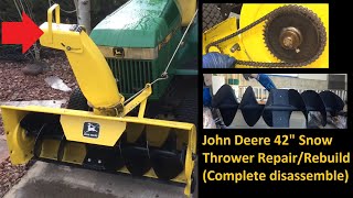 John Deere Snowblower Snowthrower Rebuild, Replace Shaft Bearings, Remove Auger, Tension Chain