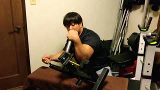 腕相撲マシンでのリハビリ(スプリング1本)