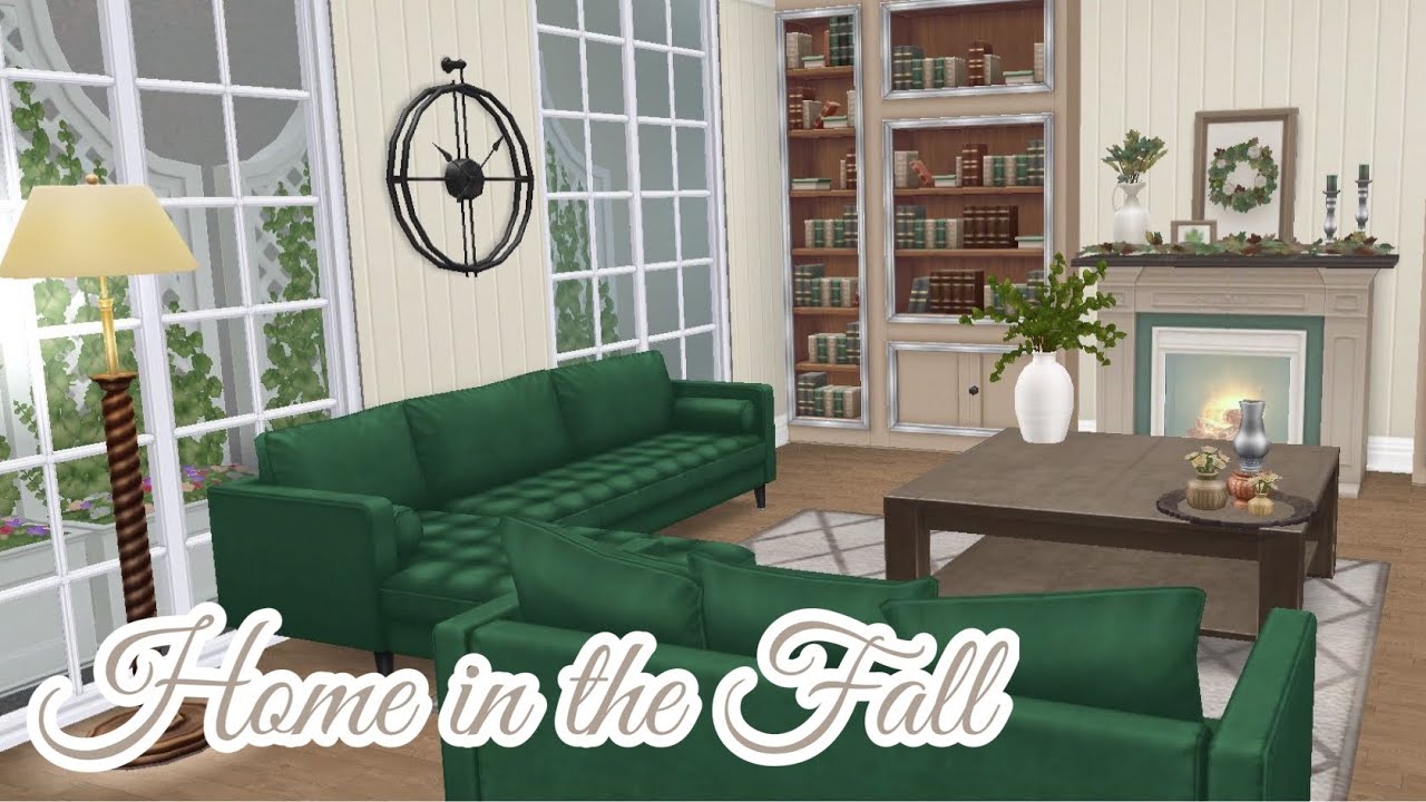 the sims freeplay green autumn themed home 🍃🤍💚 mini sims YouTube