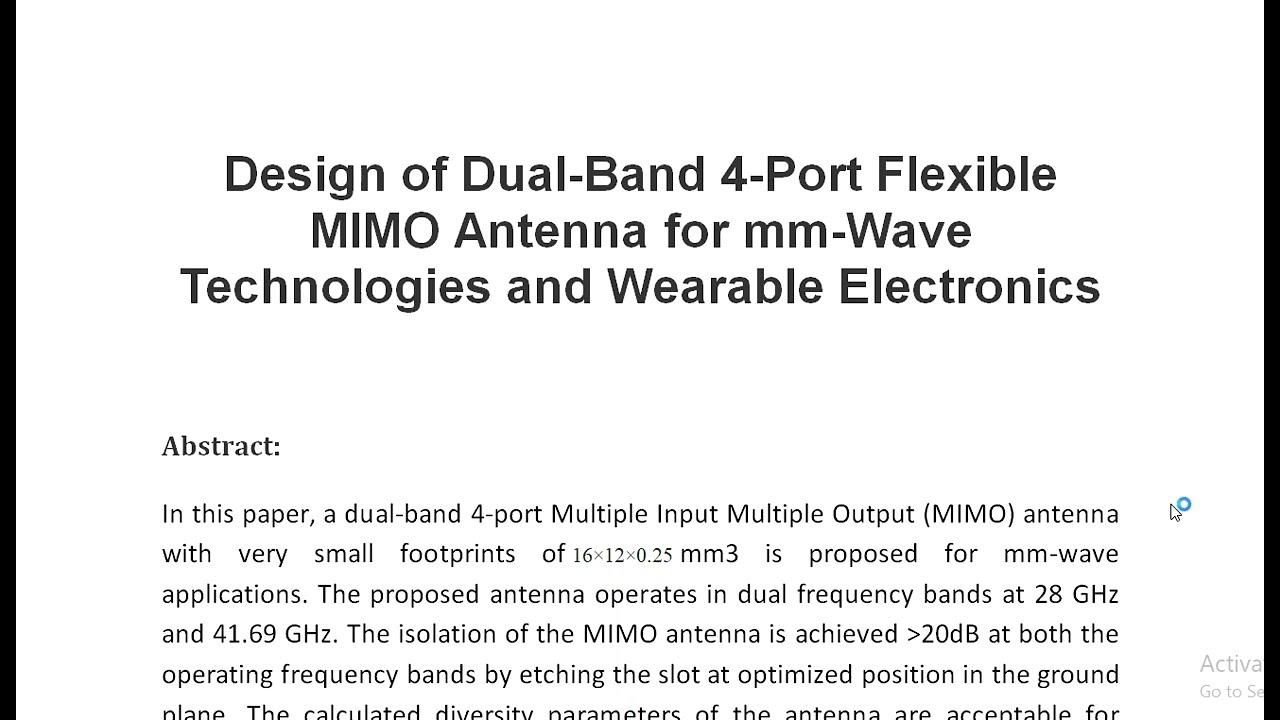 Design of Dual Band 4 Port Flexible MIMO Antenna for mm Wave Technologies and Wearable Electronics