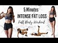 BEST 5-MINUTE FAT BURN Workout for Flat Belly! Full Body HIIT At Home