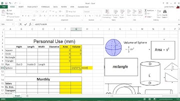 Excel Tips  Calculation of geometric figures Volumes, Areas