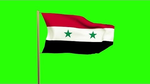 Syria Flag Waving In The Wind. Green Screen, Alpha Matte. Loopable Animation Stock Animation