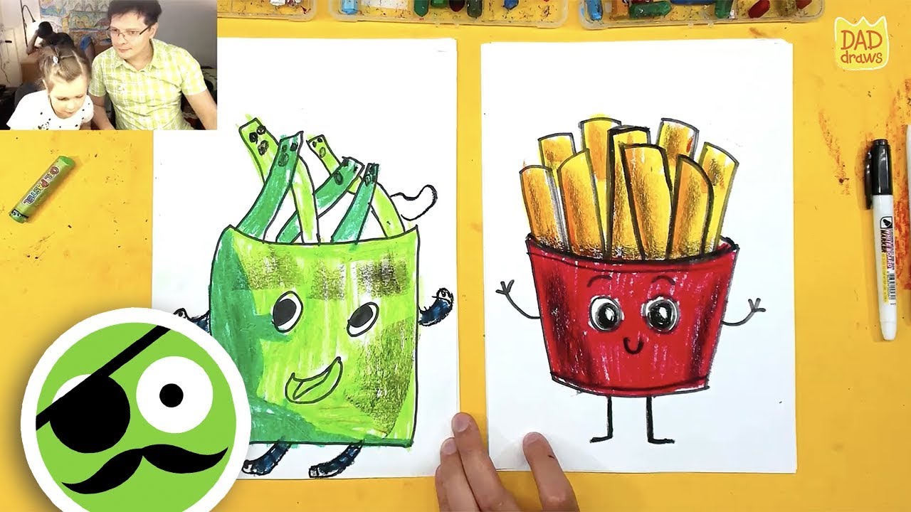 How to draw CUTE French fries / KAWAII French fries - YouTube
