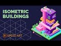 Illustrator Speed Art  - Isometric Buildings out of Numbers