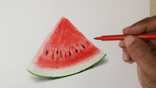 Drawing Watermelon - Trick Art Drawing 3D on paper