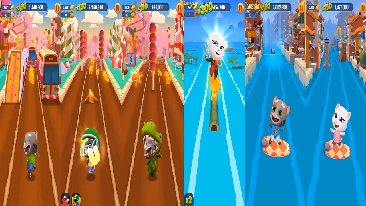 Talking Tom Gold Run Halloween VS Chinese Version Venice Canal CARNIVAL ANGELA Football Dino  Becca