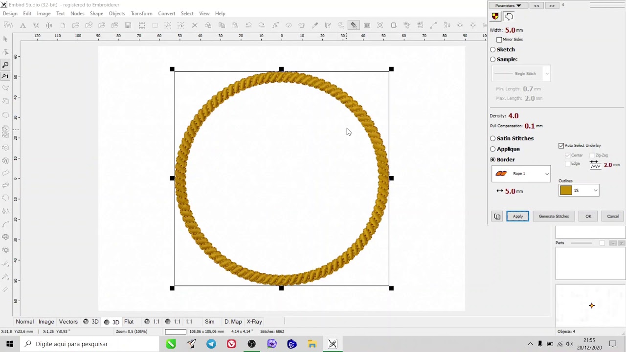 Programando uma TAG ou Moldura em aplique no Embird