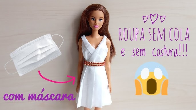 Como fazer roupas de balão para Barbie🎈, roupas sem cola e sem costura