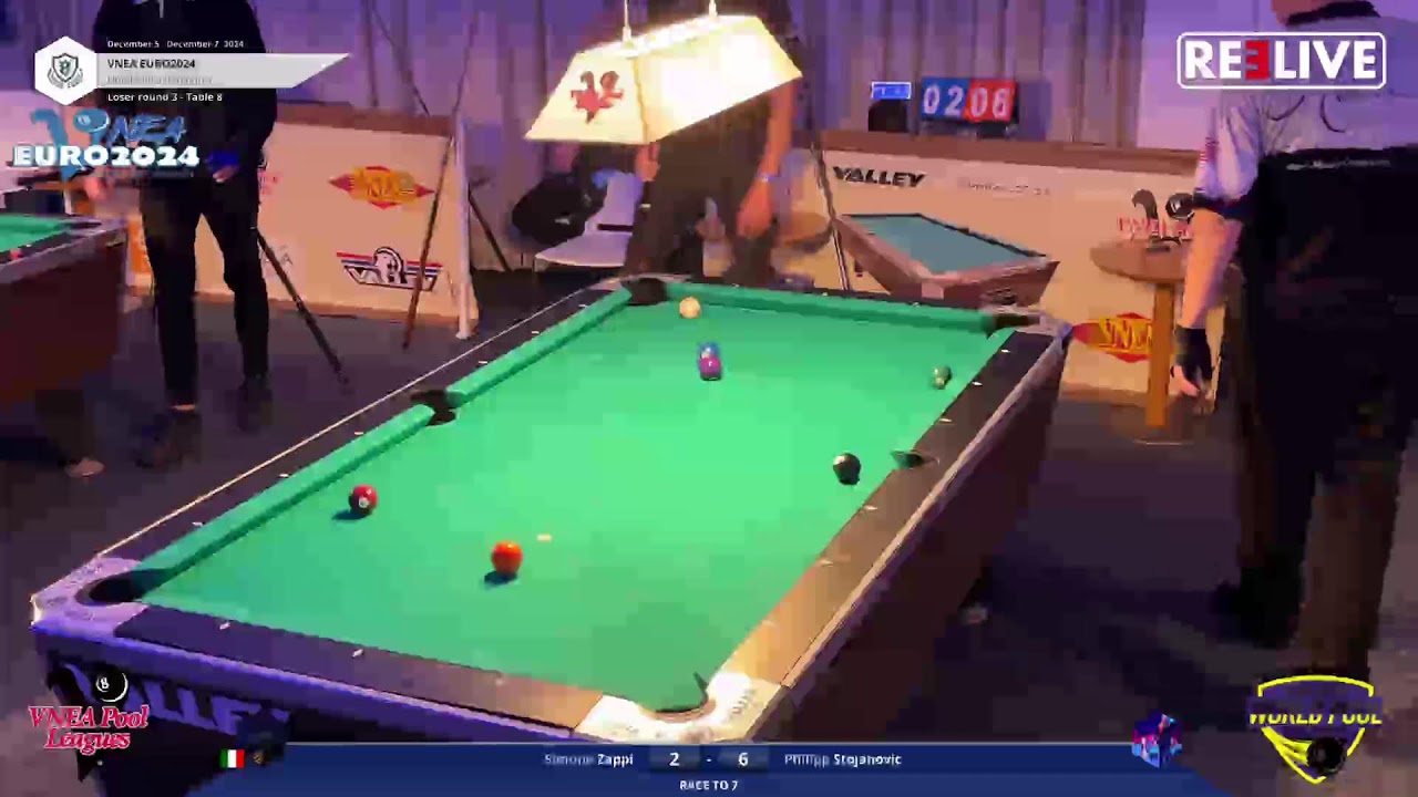 Simone Zappi vs Philipp Stojanovic T8 VNEA EURO 2024 Pool Championships day 2 live from Benidorm / S
