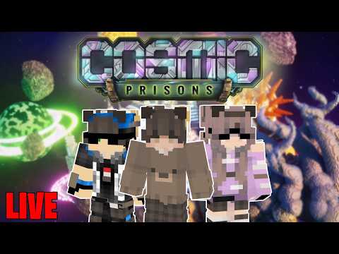DAY 4 COSMIC PRISONS - PLOTS AND LEVEL 60! | MINECRAFT | Come Join & Chill Live 🔴