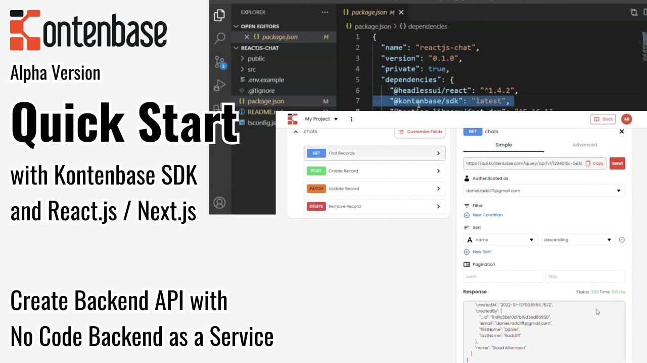 Kontenbase - Alpha - Quick Start with SDK and React.js / Next.js - YouTube