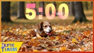 Celebrity 5 Minute music timer of cute dogs jumping in and out of leaves! Profile