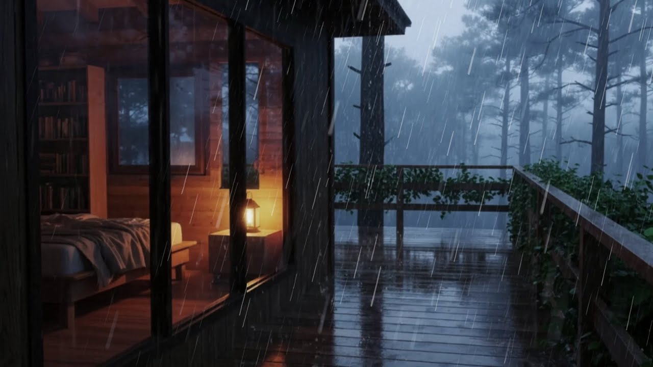 Cozy Forest Cabin Rain at Night 🌧️🌲 Deep Sleep & Relaxing Rain Ambience ...
