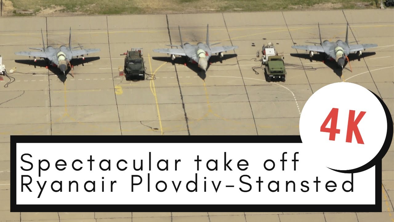 Take off with MIG-29s | Ryanair Boeing 737 Plovdiv to Stansted full flight