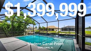 Cape Coral Modern Waterfront Tour Canal-Front Custom Pool Spa