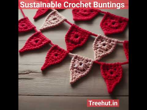 Reusable DIY Decorations, Red Crochet Buntings