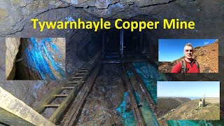 Tywarnhale Copper mine,  abandoned inclined railway, deep underground in a Cornish hillside.