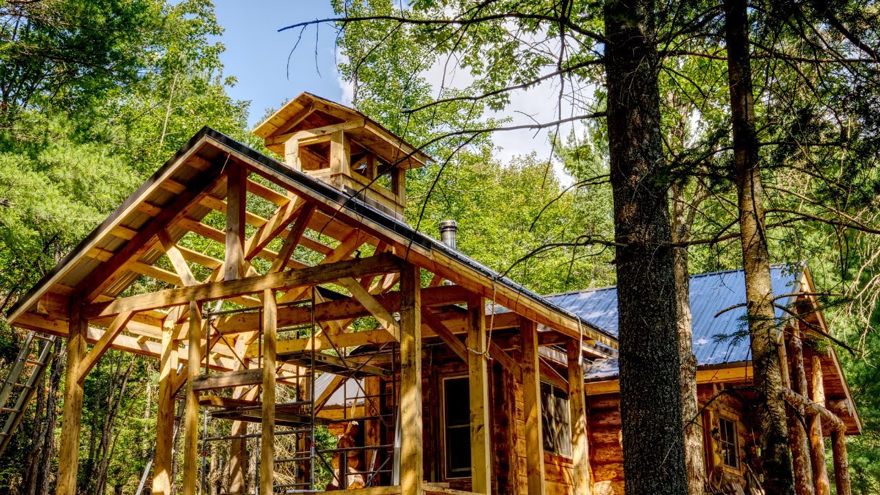 This is Dangerous! Roof Framing and Sheet Metal Roofing my Off Grid Outdoor Kitchen Alone