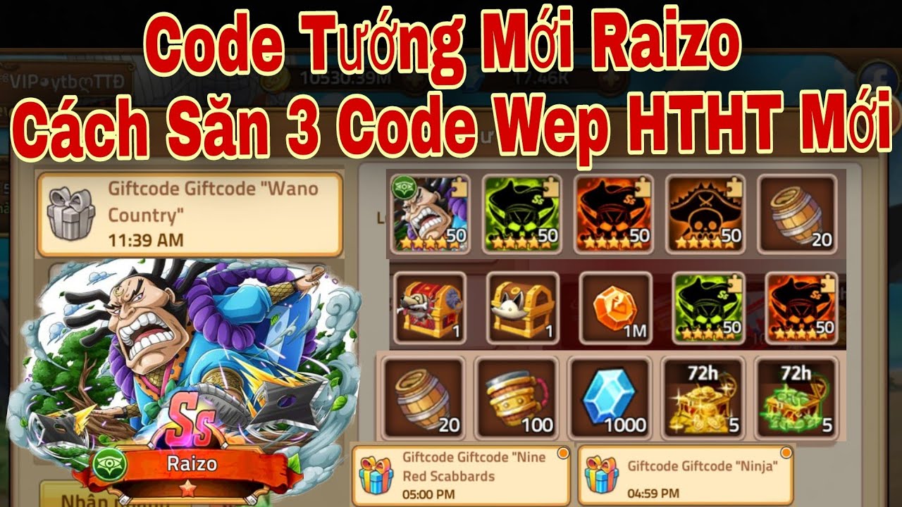 Code Tướng Raizo Mới | Cách Săn 3 Code Huyền Thoại Hải Tặc Mới | Sự Kiện Mới | ttđp