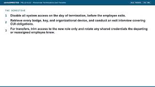 cmmcDIRECTED: PS.L2-3.9.2 Personnel Termination and Transfer (CMMC walk-through)
