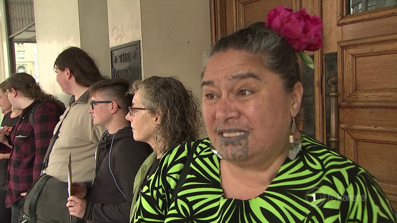 Protesters demand answers outside ODT offices over Tremain cartoon