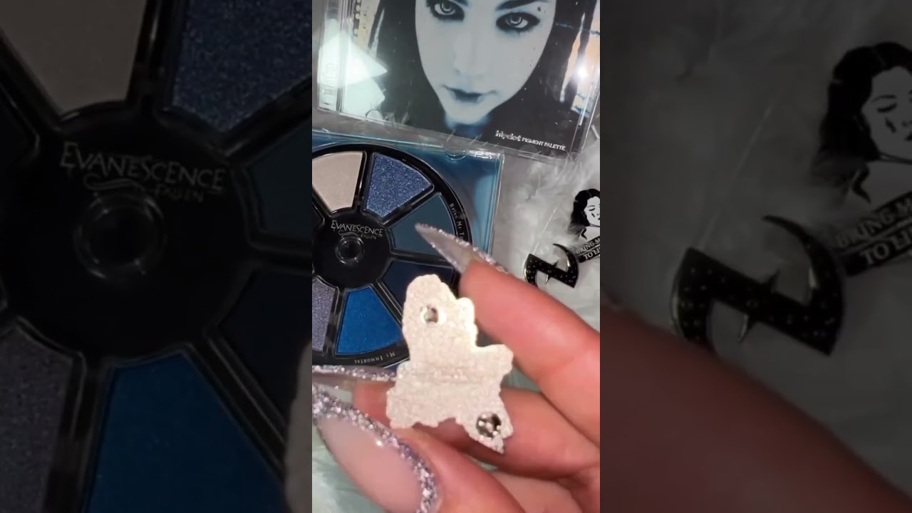 Evanescence Fallen eyeshadow palette + enamel pins by Hipdot Cosmetics - official promo
