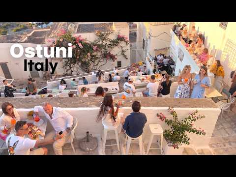 🇮🇹 Ostuni Sunset Walk 4K | Italy's Picturesque White City. 💐🌅