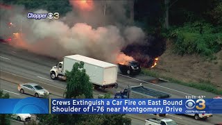 Crews Extinguish Car Fire On I-76