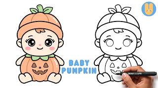 How to Draw a Baby in a Pumpkin! | Easy Kawaii Drawing Tutorial