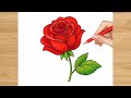 Rose drawing easy - How to draw valentines day rose drawing - easy rose drawing step by step