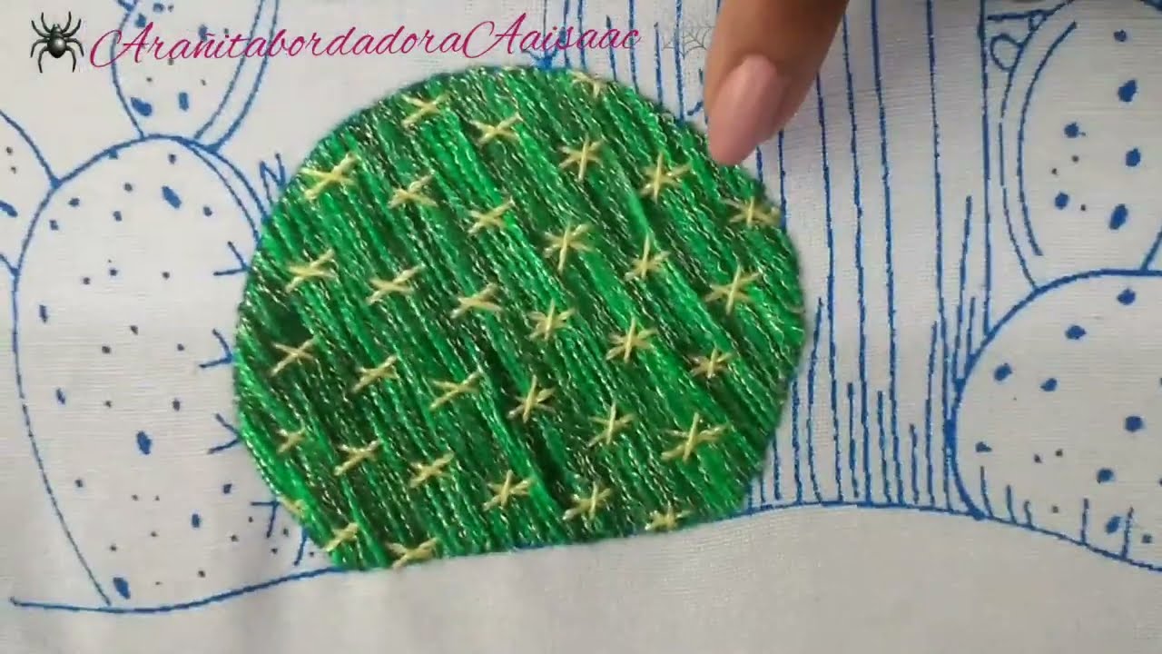 PUNTADA de BORDADO de Cactus, nopales,  biznagas/ Bordados paso a paso/ Puntadas Para Bordar a mano