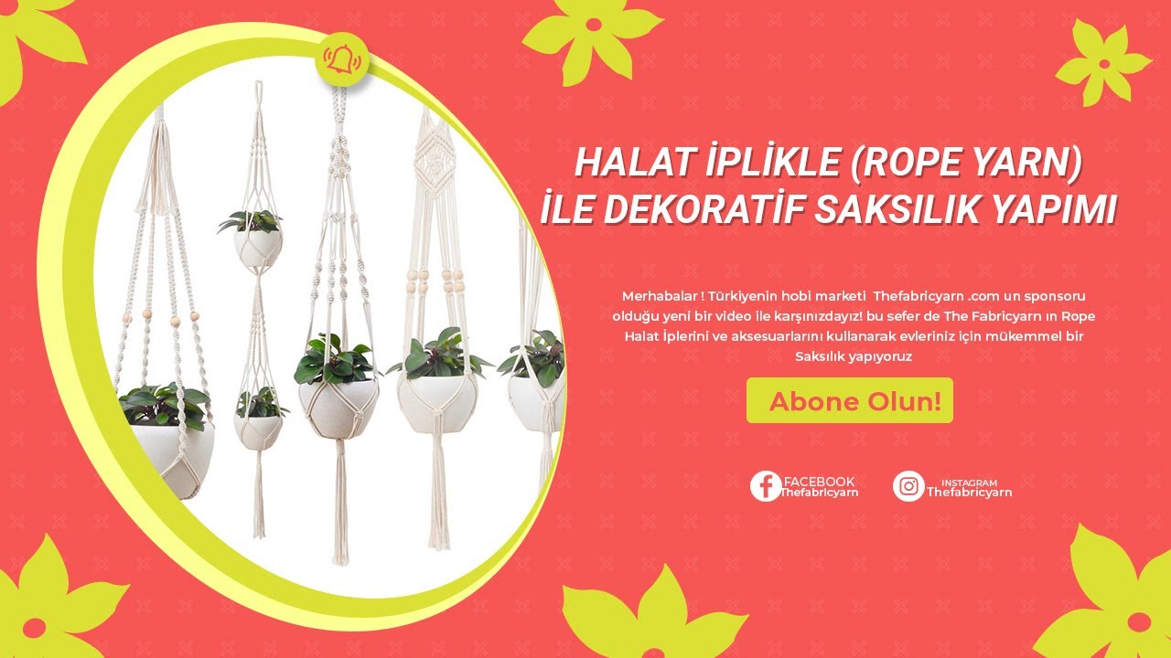 Makrome İplikle Saksılık Yapımı