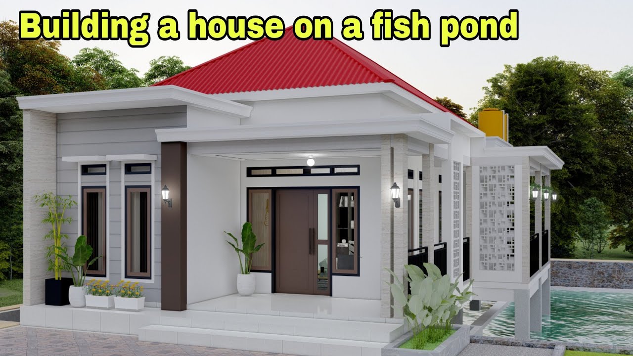 Amazing.!!Simple house design 6x12m above a fish pond