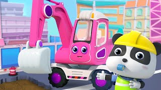 excavator song construction trucks learning vehicles nursery rhymes kids songs babybus