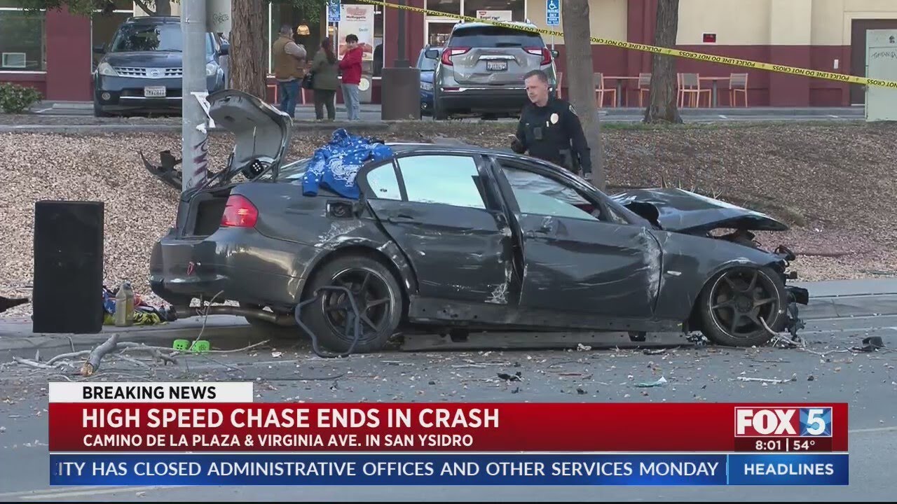 High-speed chase ends in crash - YouTube