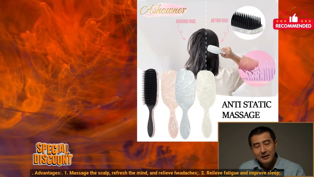 3256806227170542 Anti Static Hair Comb Brush Marbled Handle Detangling Comb Shower Hair