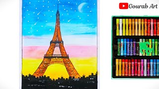 Eiffel Tower drawing with Oil pastel screenshot 2