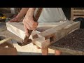 Awesome Techniques Of Carpenter - Hand Cut Three-Way Wood Joints Structure For Wall Shelf