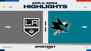 NHL Highlights | Kings vs. Sharks - April 4, 2024