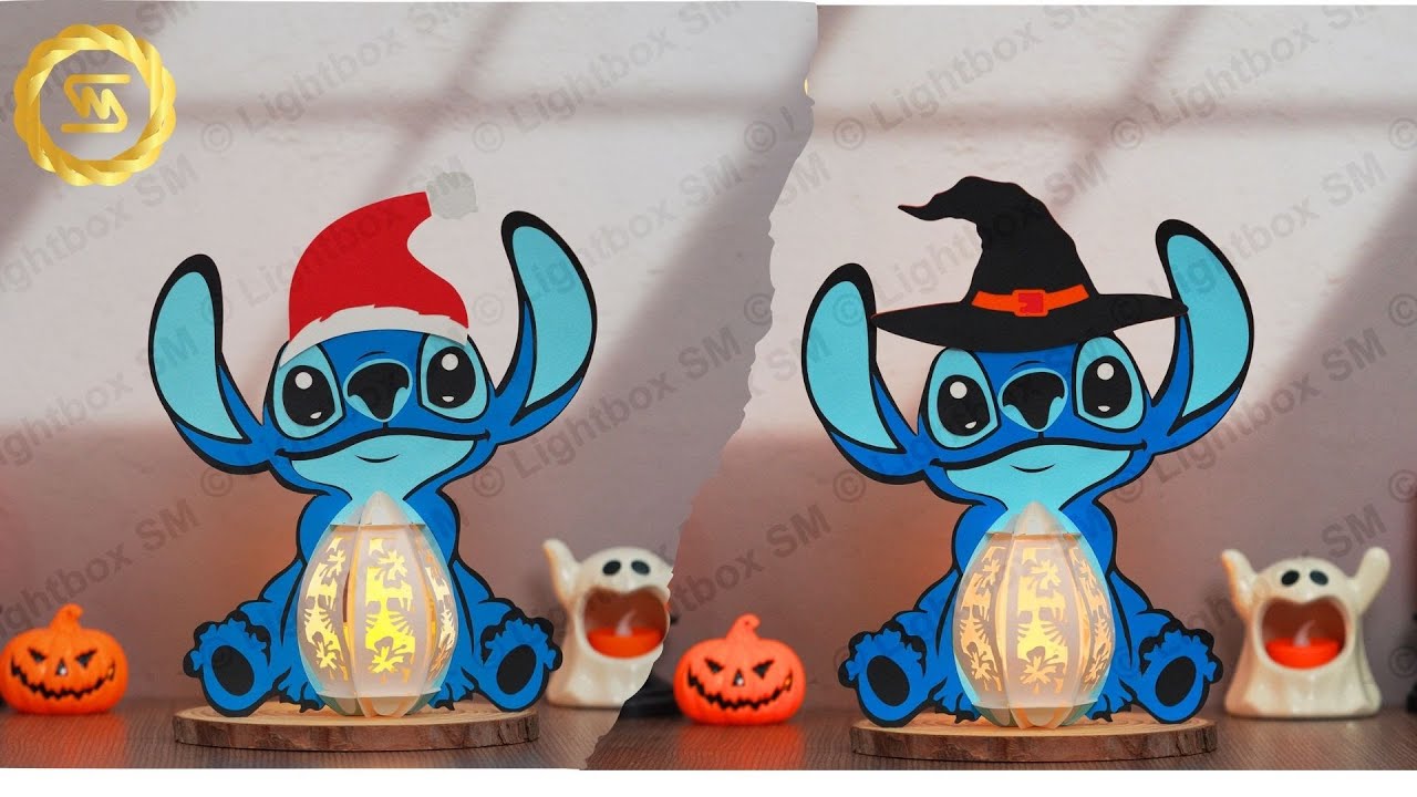 How To Make  Stitch Lantern Paper Cut  Lightbox -  Paper Cutting - DIY BOX