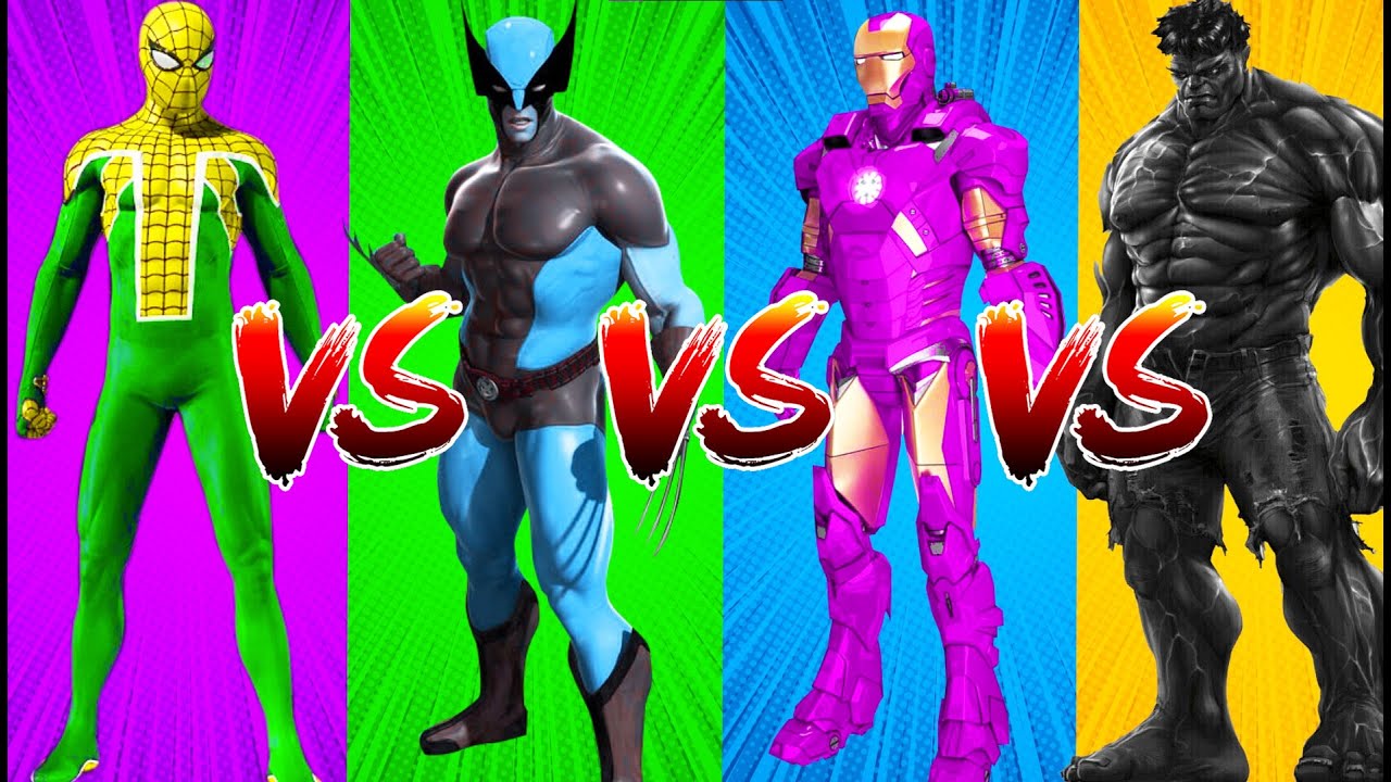 SUPERHERO COLOR DANCE CHALLENGE Green Spider-Man vs Blue Wolverine vs