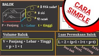 Cara Mudah Menghitung VOLUME BALOK dan LUAS PERMUKAAN BALOK