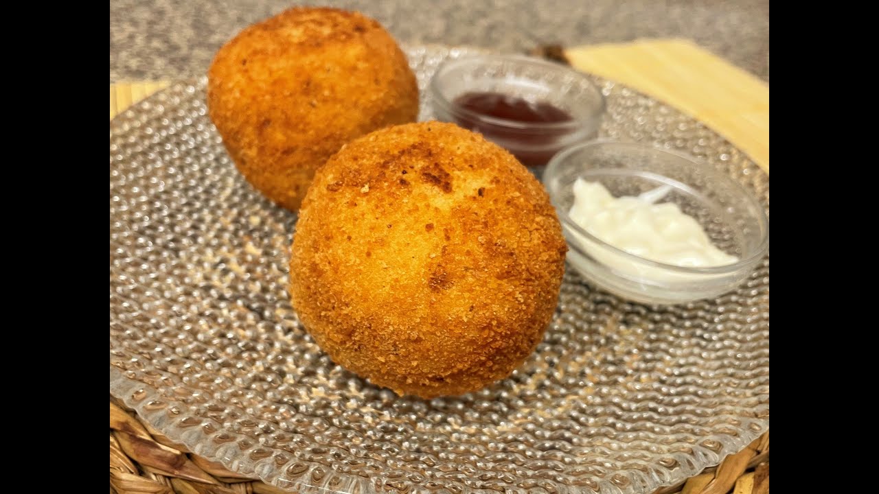 Como HACER BOMBAS de PATATA rellenas de CARNE, aperitivo muy FÁCIL y SABROSO
