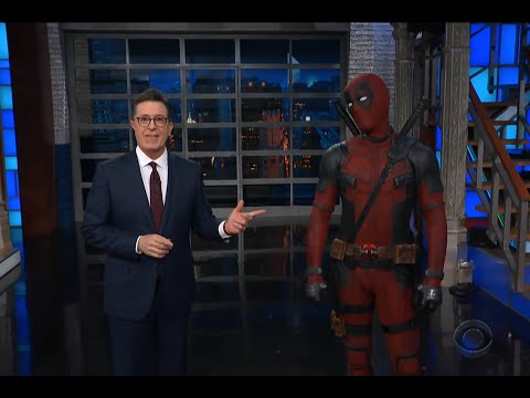Deadpool crashes Stephen Colbert's Late Show monologue with Trump jokes