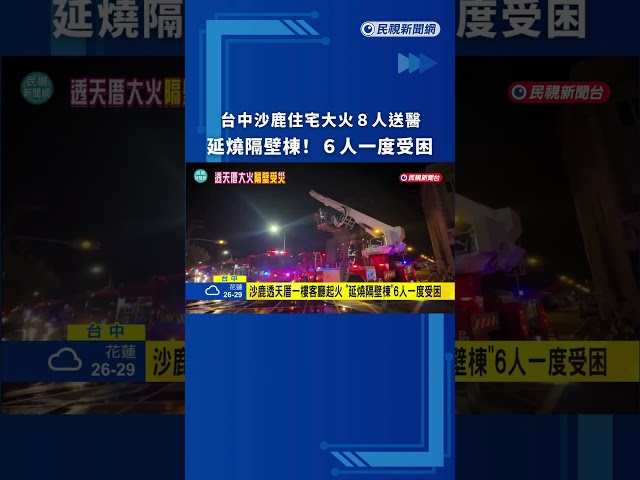 台中沙鹿住宅大火8人送醫　延燒隔壁棟6人一度受困｜民視新聞｜