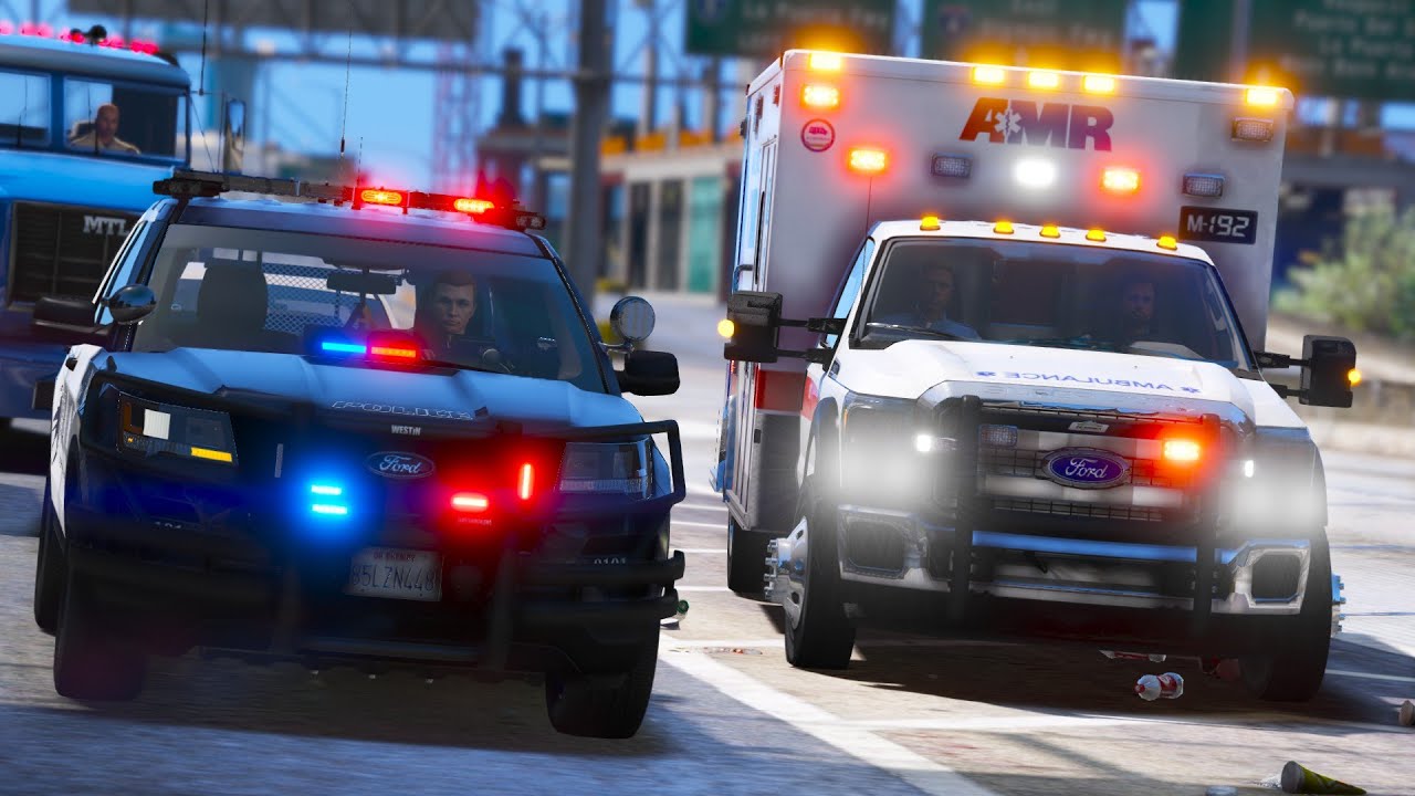 [GTA 5] INCROYABLE ACCIDENT SUR L'AUTOROUTE AMÉRICAINE - USA-POLICE