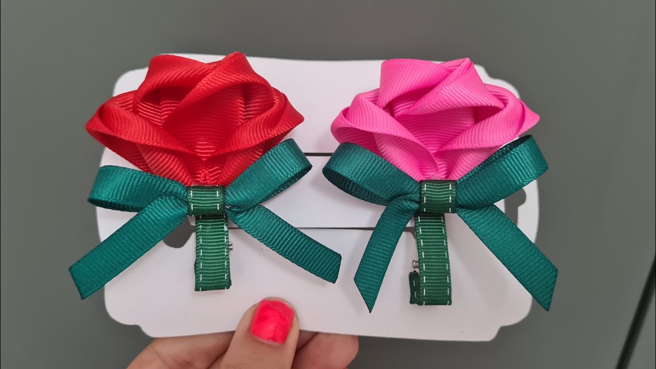 DIY Rose Flower Hair Bow Tutorial🌹🌹 YouTube