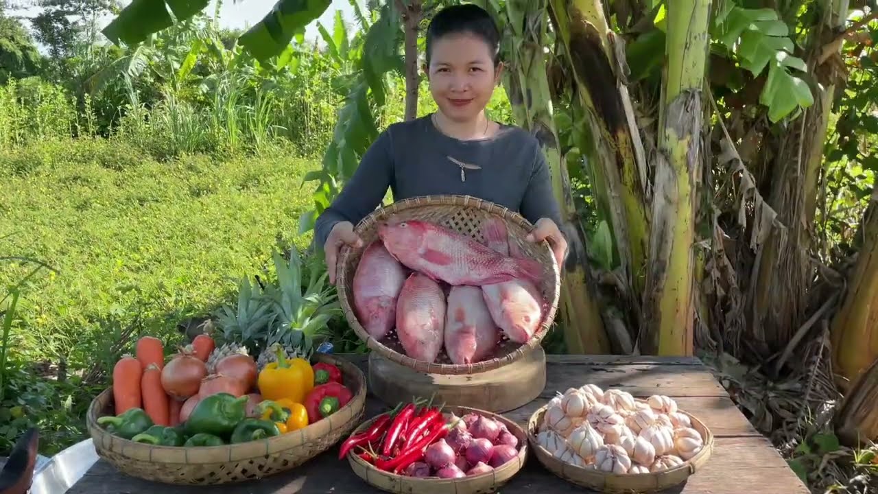 “Catching Fresh Fish & Cooking with Colorful Garden Veggies | Natural Life Cooking”
