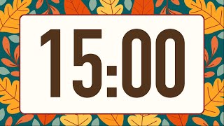 15 Minute Fun Fall Leaves Timer (Warm Harp Alarm at End, No Music)